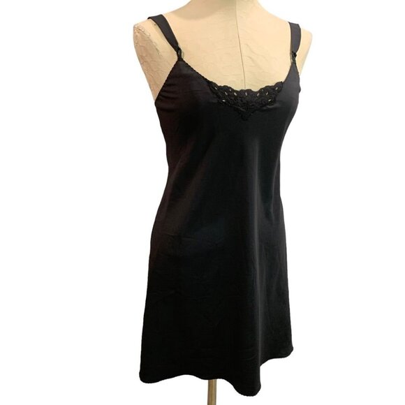 Size 38 (Large) Vanity Fair Women's Black Slip Vintage 1970s Slip Knee Length - Picture 7 of 8